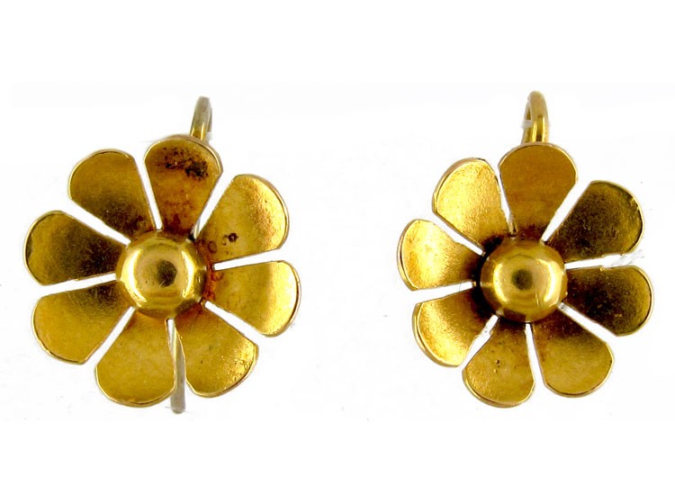 Gold Daisy Victorian Earrings