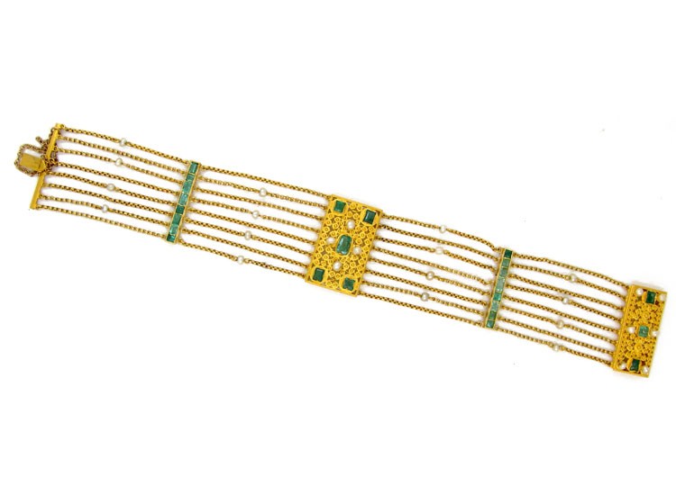 Regency Emerald & Pearl Gold Bracelet