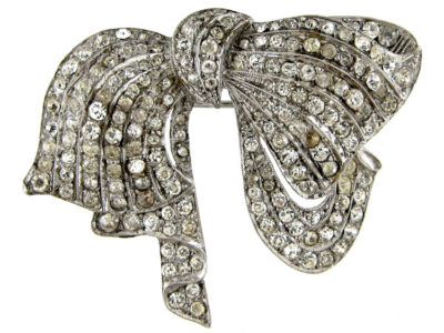 Art Deco Silver & Paste Bow Brooch