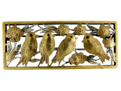 Silver Gilt Bird Brooch