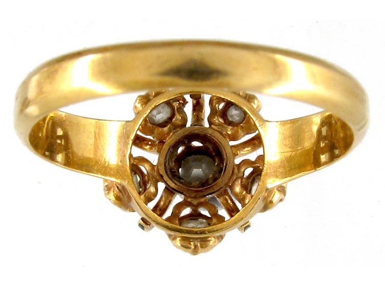 French Rose Diamond & Black Enamel Cluster Ring