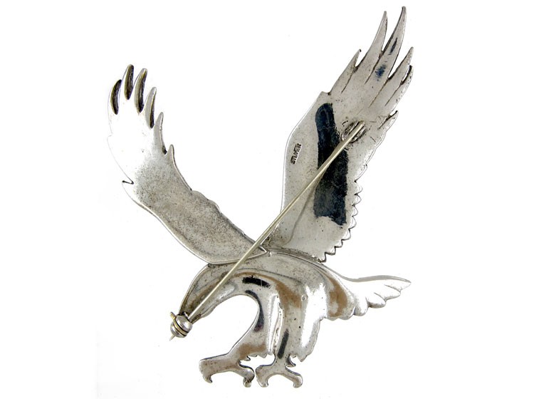 Large Silver ​& Marcasite Eagle Brooch