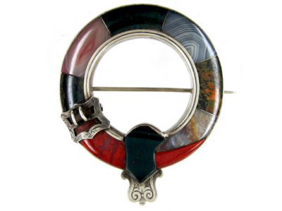 Scottish Silver & Agate Garter Brooch