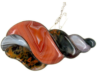 Scottish Silver & Agate Shell Brooch