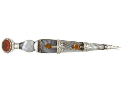 Scottish Grey Agate Dirk Brooch