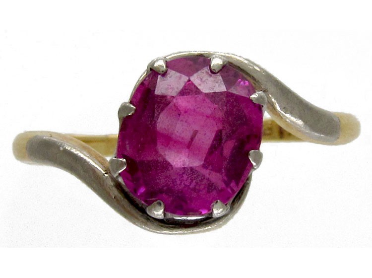 Pink Sapphire Art Nouveau Ring