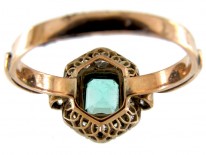 18ct Gold, Colombian Emerald & Diamond Art Deco Ring
