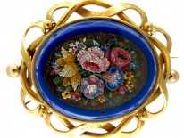Victorian 18ct Gold & Micro Mosaic Brooch of Flowers