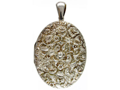 Large Silver Victorian Shell Design Locket