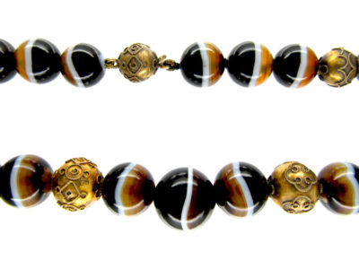 Onyx & Silver Gilt Bead Necklace