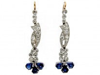 Burma Sapphire & Diamond Edwardian Drop Earrings