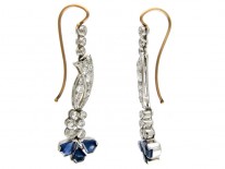 Burma Sapphire & Diamond Edwardian Drop Earrings
