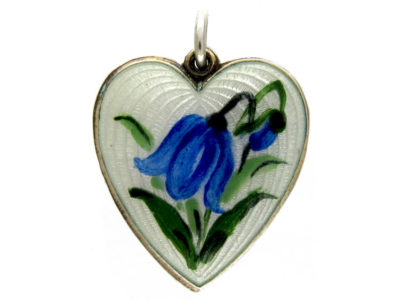 Silver & Enamel Gentian Heart Pendant