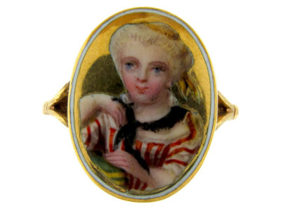 Enamel Miniature of Lady Ring