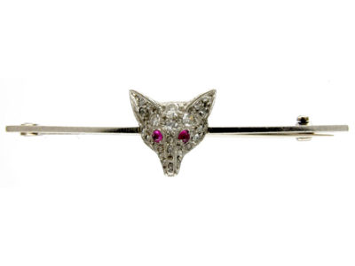 Diamond Fox Head Brooch