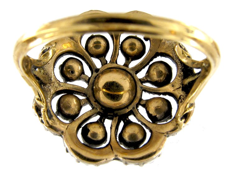 Georgian Gold & Old Mine Cut Diamond Cluster Ring