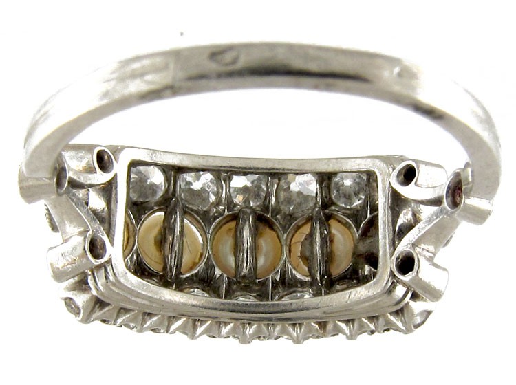 Natural Pearl & Diamond Edwardian Ring
