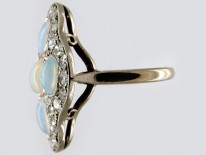 Opal & Diamond Large Cluster Art Deco Ring