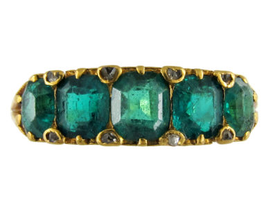 Victorian Columbian Emerald Five Stone Ring