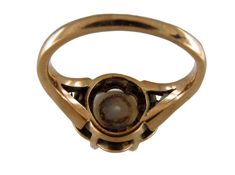 Victorian Natural Pearl & Rose Diamond Ring
