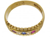 Edwardian Ruby, Diamond & Sapphire Set in Gold Band