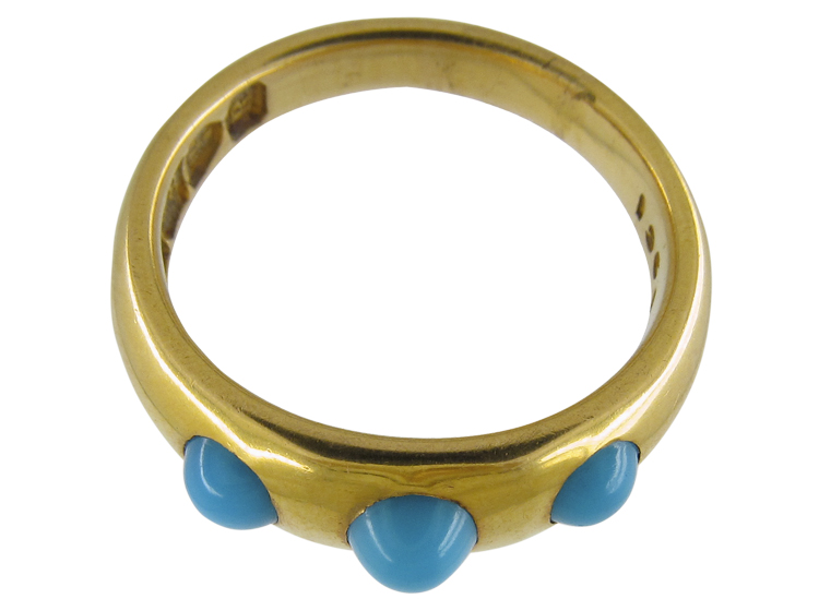 Three Stone Turquoise Victorian Ring (217K/J) | The Antique Jewellery ...