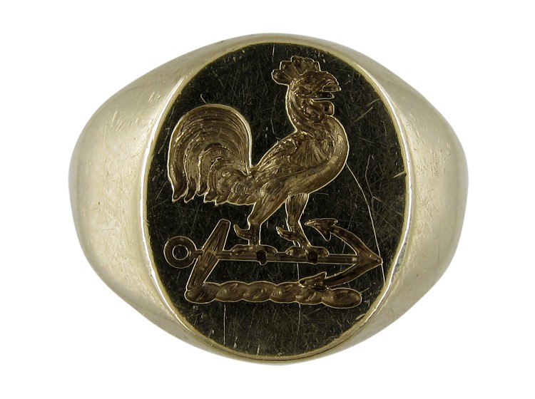 Gold Cockerel Signet Ring