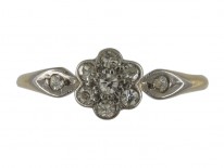 Small Diamond Cluster Ring with Diamond Shoulders