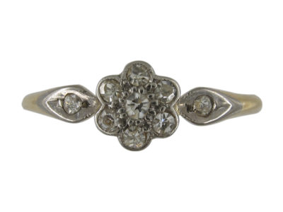 Small Diamond Cluster Ring with Diamond Shoulders