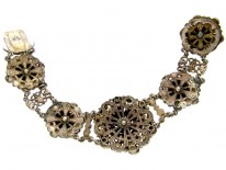 Austro-Hungarian Silver & Garnet Doublet & Pearl Bracelet