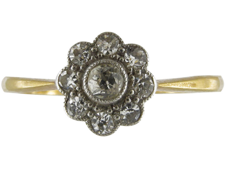 Diamond Edwardian Cluster Ring (711B/OJ) | The Antique Jewellery Company