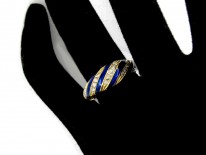 Royal Blue Enamel & Rose Diamond 18ct Gold Early Victorian Ring