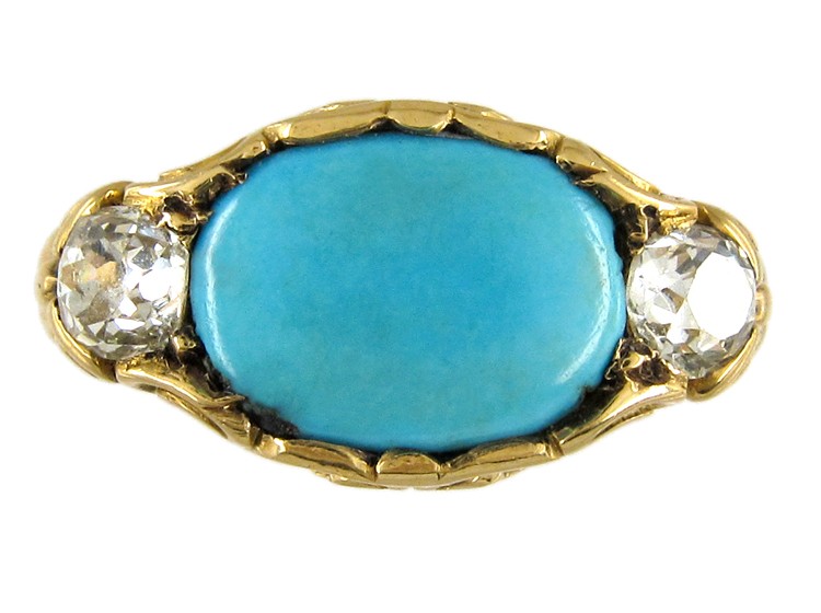 Turquoise, Diamond Arts & Crafts Ring