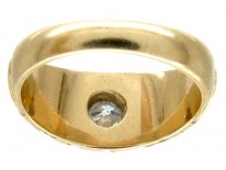 Single Stone Diamond Engraved Gold Victorian Ring