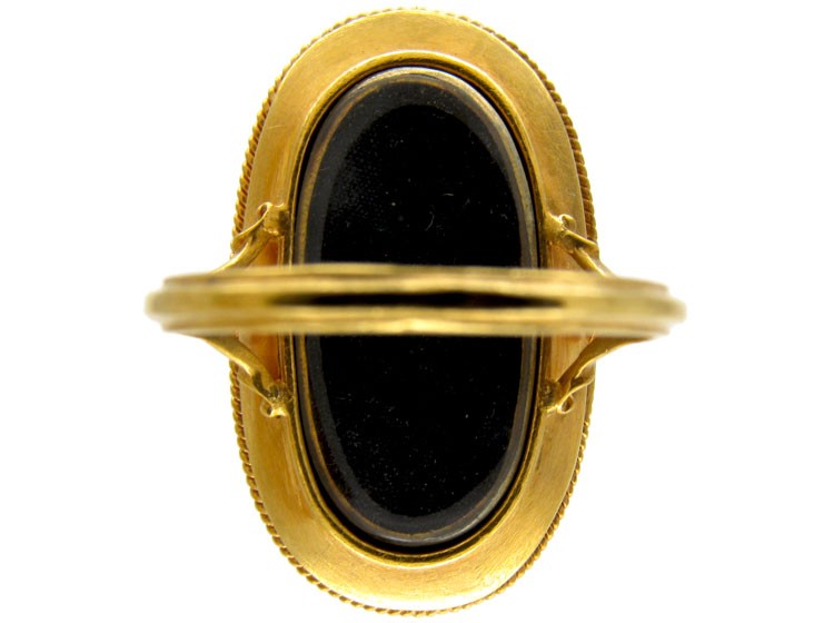 Large Cabochon Garnet & Diamond Victorian Ring