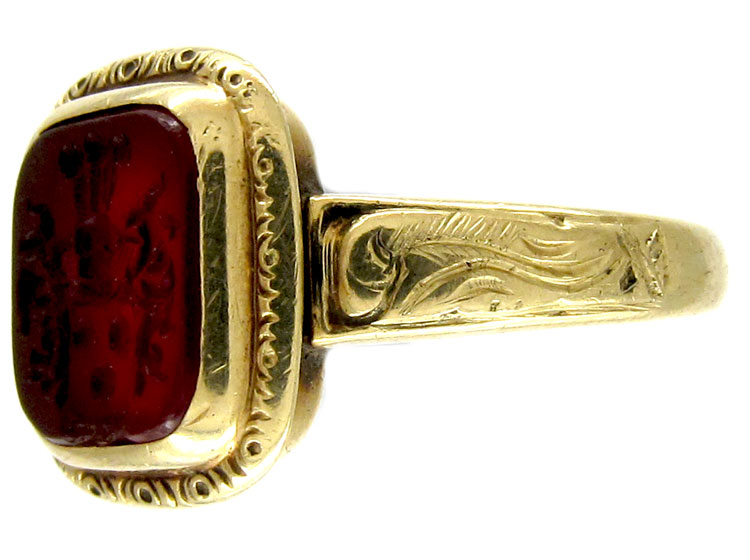Early Victorian Engraved Carnelian Ring (553C) The Antique