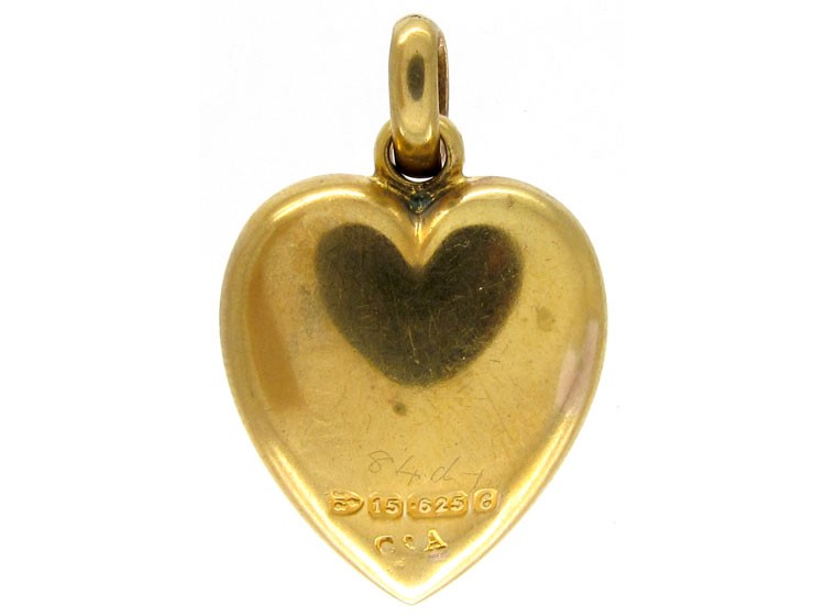 Gold Opal & Diamond Heart Pendant