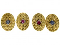 Ruby & Sapphire 18ct Gold Oval Cufflinks