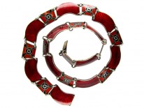 Red & Black Enamel Norwegian Silver Collar