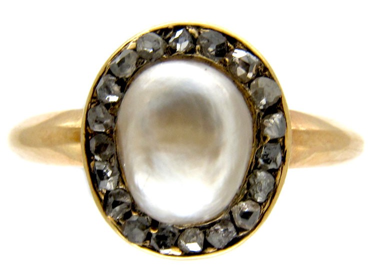 Natural Pearl & Diamond Gold Ring