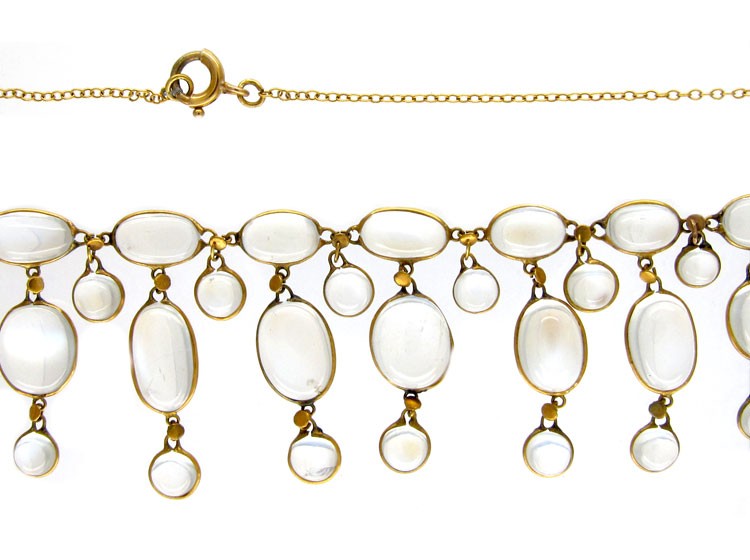 15ct Gold Moonstone Drops Necklace