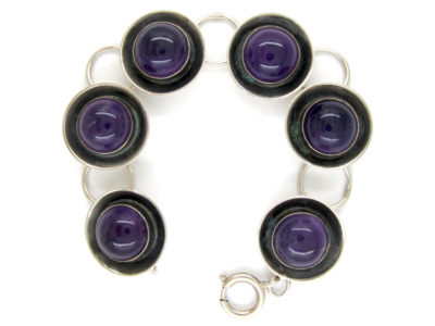 Cabochon Amethyst & Silver Retro Bracelet