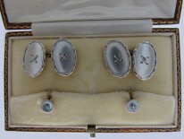 Mother of Pearl 9ct White & Yellow Cufflinks & Studs