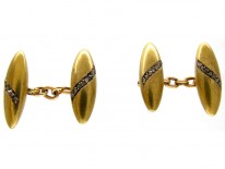 Victorian 15ct Gold & Rose Diamond Bullit Shape Cufflinks