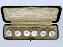 Turquoise & Mother of Pearl 9ct Gold Buttons