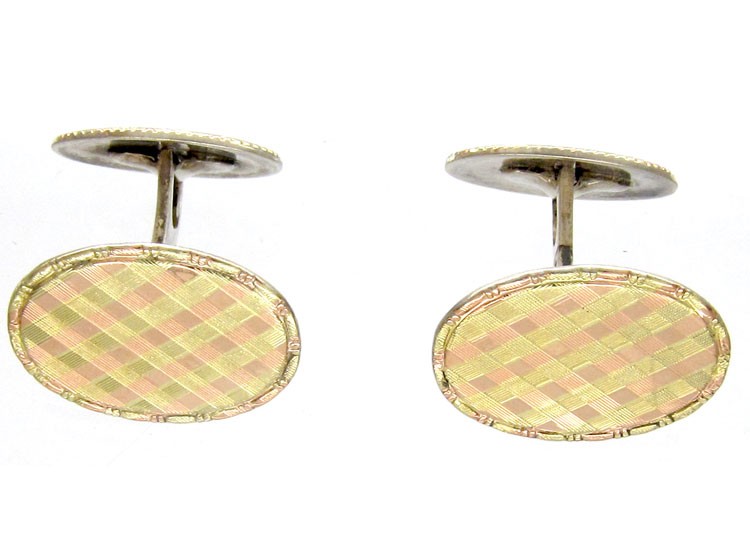 Silver Two Colour Gold Overlay Art Deco Cufflinks