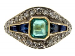 Art Deco Emerald, Sapphire & Diamond Ring