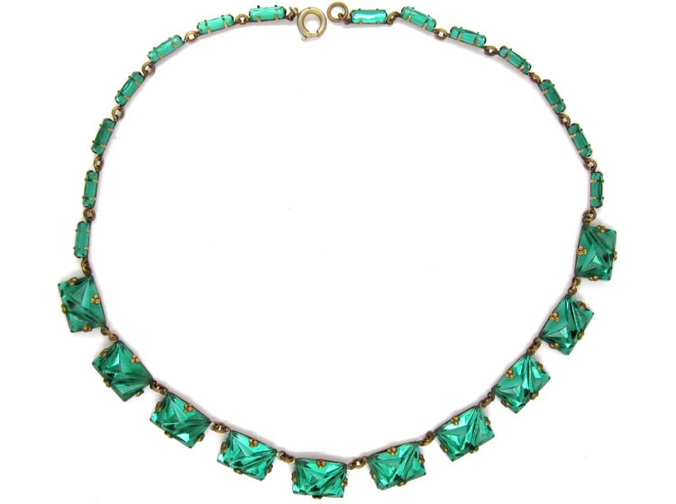 Art Deco Green Glass Necklace