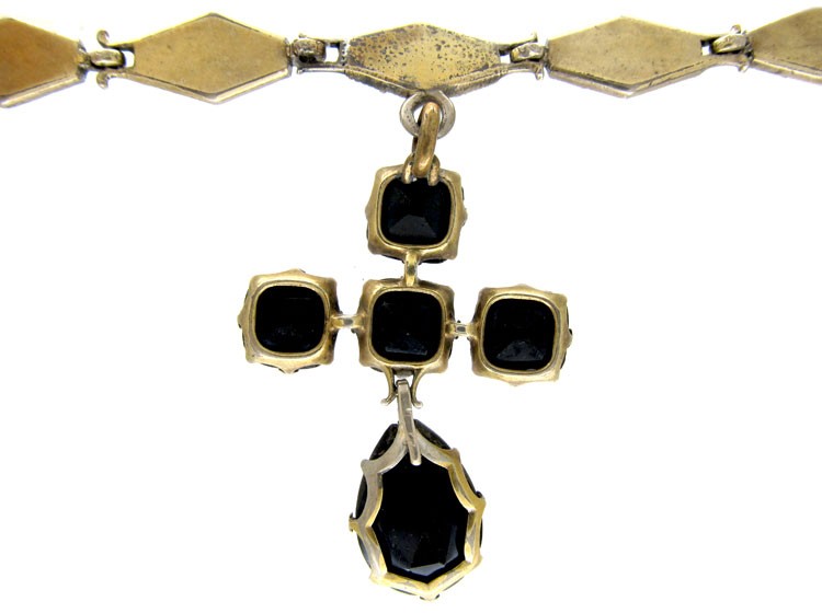 Georgian Vauxhall Glass Cross Necklace