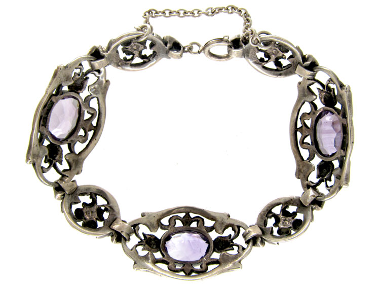 AMETHYST CRYSTAL BRACELET - BURGUNDY - SILVER